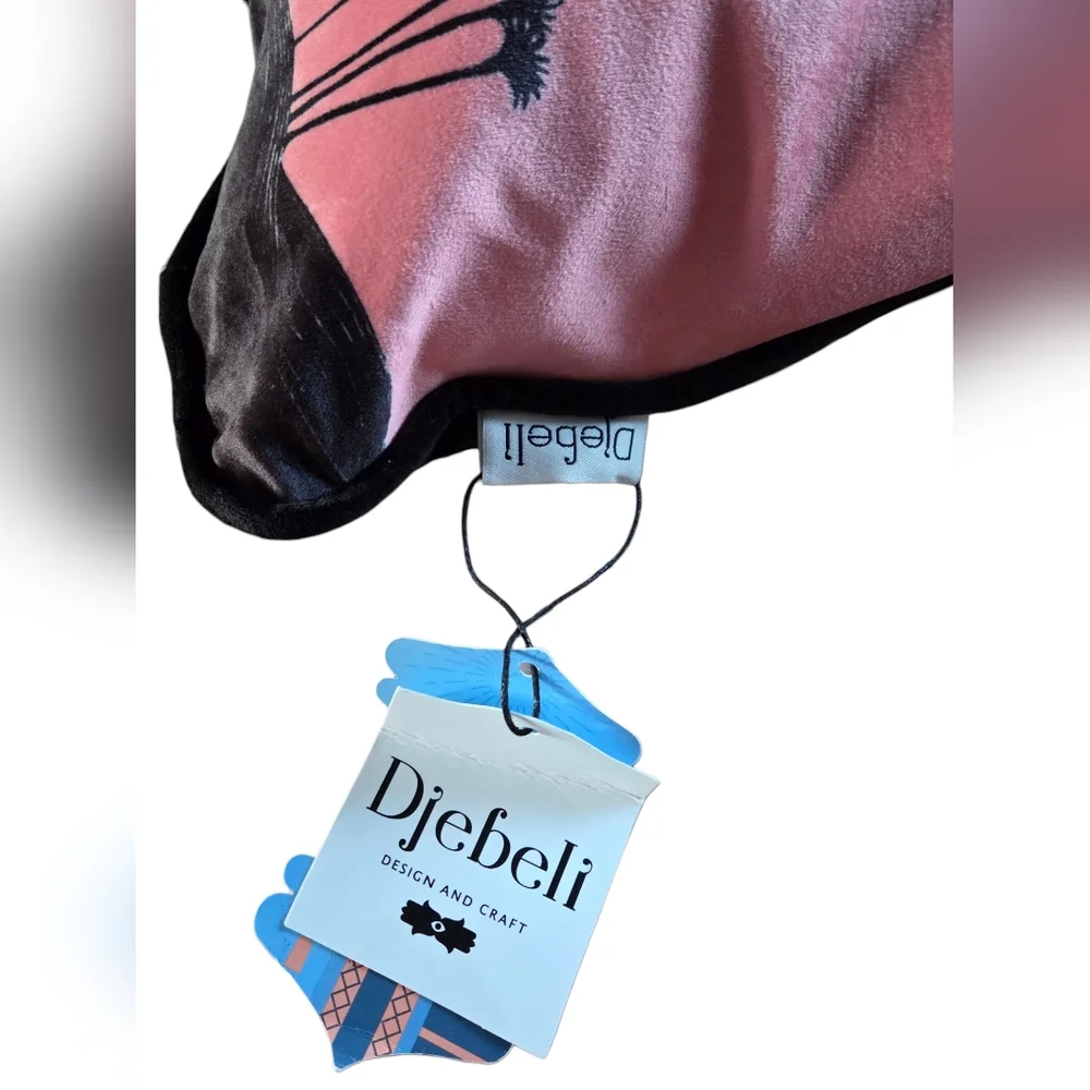 Djebeli - NEW Pink & Black Palm Tree Throw Pillow 100% Duck Feather Filling